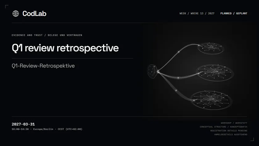 CodLab workshop cover: Q1 review retrospective, 2027-03-31