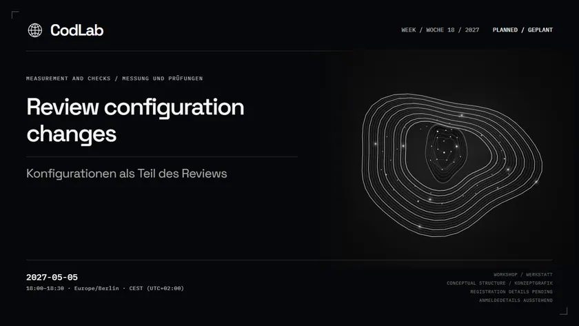 CodLab workshop cover: Review configuration changes, 2027-05-05