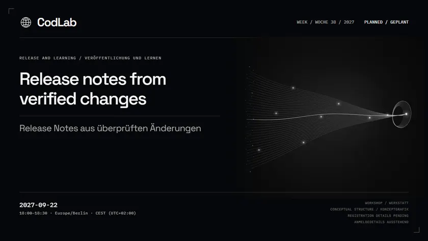 CodLab workshop cover: Release notes from verified changes, 2027-09-22