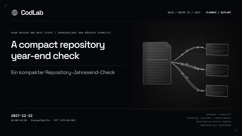 CodLab workshop cover: A compact repository year-end check, 2027-12-22